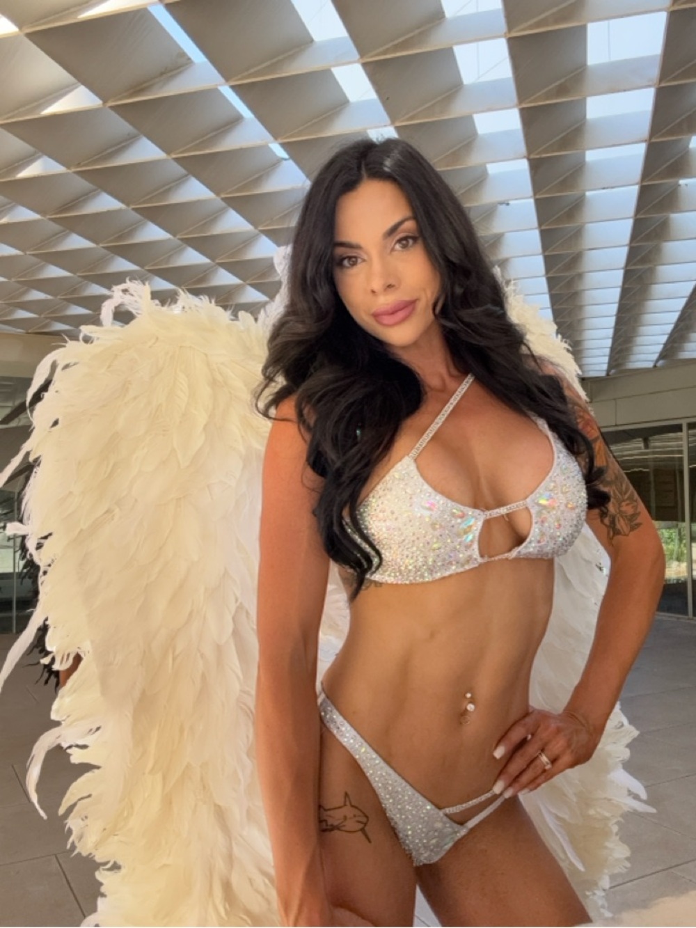 Crystal Embellished White Bikini